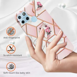 IMD MARBLE Ochranný kryt Realme C21Y PINK FLOWER