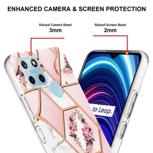 IMD MARBLE Ochranný kryt Realme C21Y PINK FLOWER