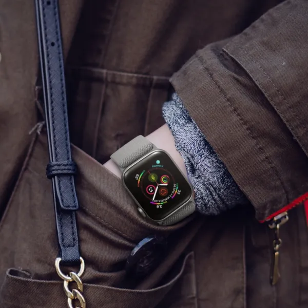 NYLON Remienok Apple Watch 9 / 8 / 7 (41mm) / 6 / SE / 5 / 4 (40mm) / 3 / 2 / 1 (38mm) šedý