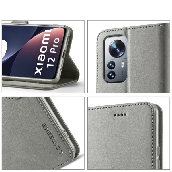 IMEEKE Peňaženkový kryt pre Xiaomi 12 Pro šedý