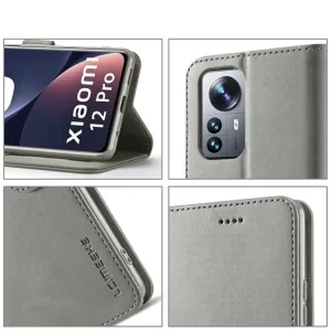IMEEKE Peňaženkový kryt pre Xiaomi 12 Pro šedý