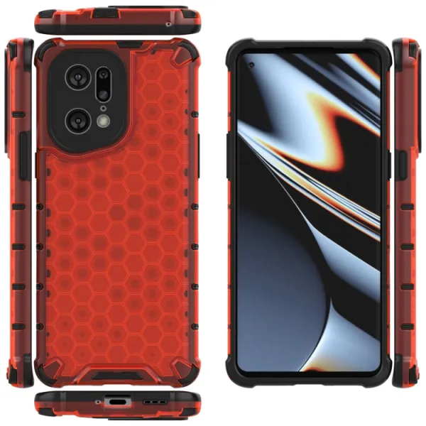 HONEYCOMB Ochranný kryt Oppo Find X5 Pro červený