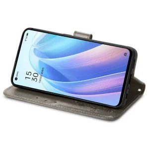 ART Peňaženkový kryt Oppo Reno7 5G FLOWERS šedý