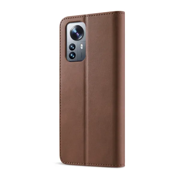 IMEEKE Peňaženkový kryt pre Xiaomi 12 Pro tmavohnedý