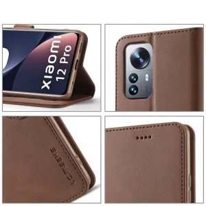 IMEEKE Peňaženkový kryt pre Xiaomi 12 Pro tmavohnedý
