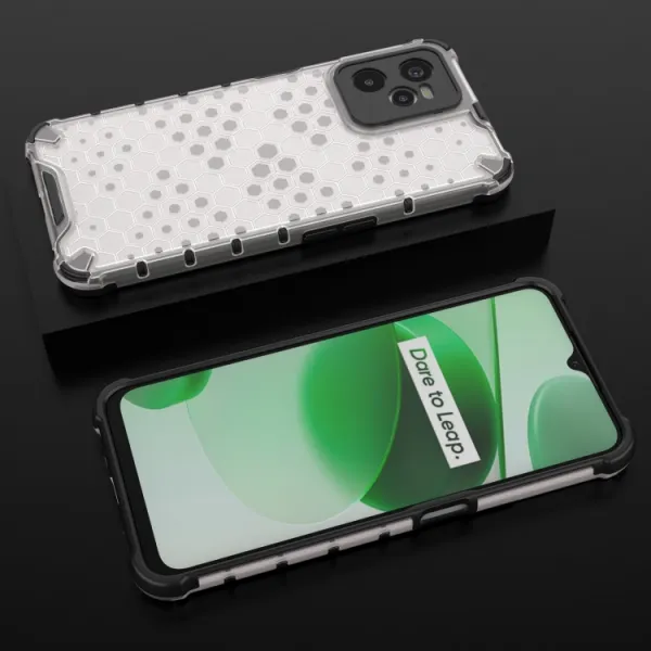 HONEYCOMB Ochranný kryt Realme C35 biely