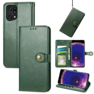 LEATHER BUCKLE Peňaženkový obal Oppo Find X5 Pro zelený