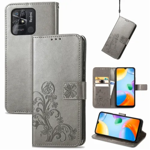 ART Peňaženkový kryt Xiaomi Redmi 10C FLOWERS šedý