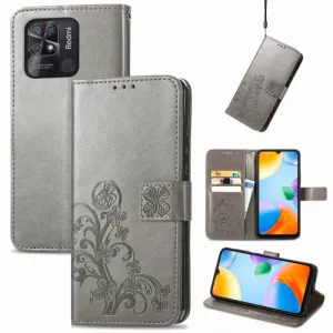 ART Peňaženkový kryt Xiaomi Redmi 10C FLOWERS šedý