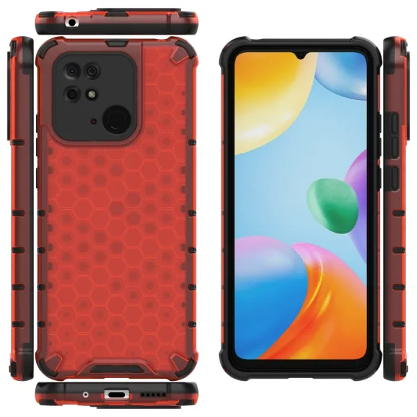 HONEYCOMB Ochranný kryt Xiaomi Redmi 10C červený