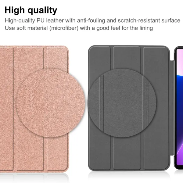 LEATHER Zaklápací obal pre Lenovo Tab M10 Plus 3. generácia ružovozlatý