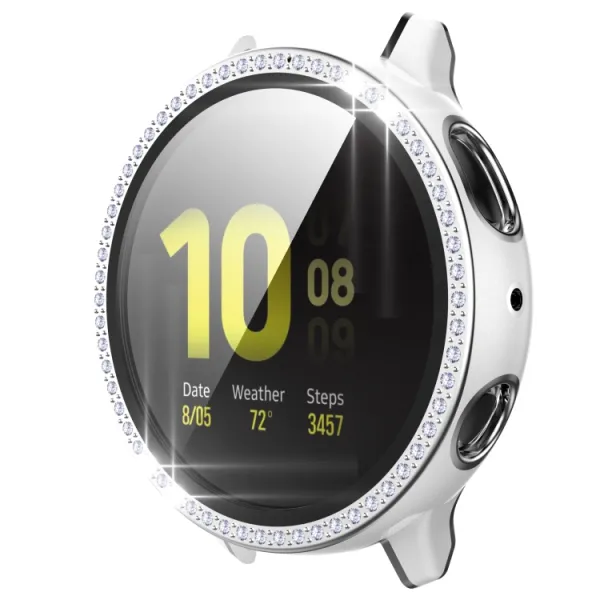DIAMOND Plastový kryt s ochranným sklom Samsung Galaxy Watch Active 2 44mm strieborný
