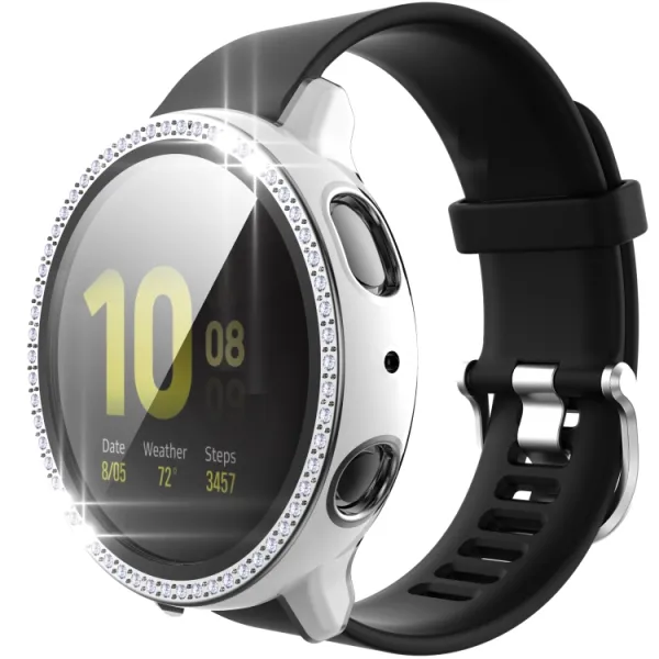 DIAMOND Plastový kryt s ochranným sklom Samsung Galaxy Watch Active 2 44mm strieborný