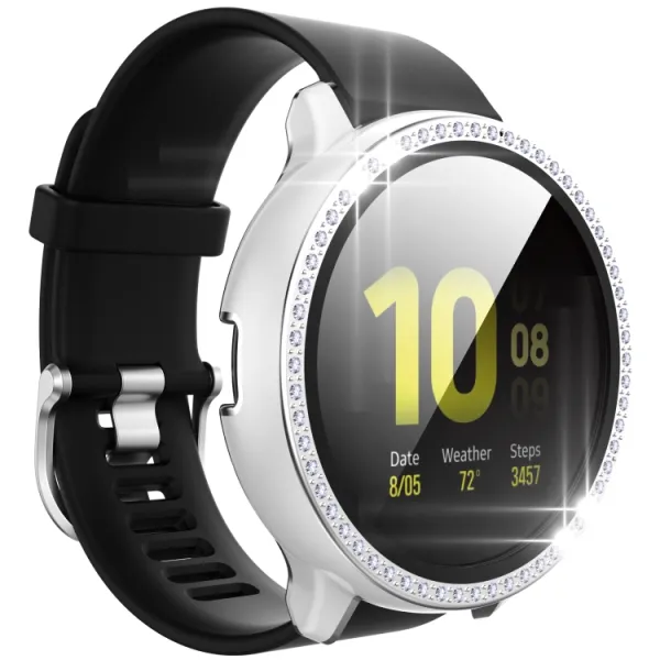 DIAMOND Plastový kryt s ochranným sklom Samsung Galaxy Watch Active 2 44mm strieborný