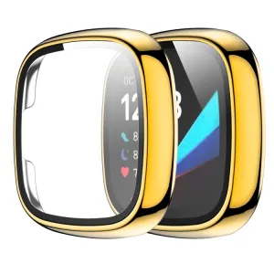Plastový kryt s ochranným sklom pre Fitbit Versa 3 / Fitbit Sense zlatý