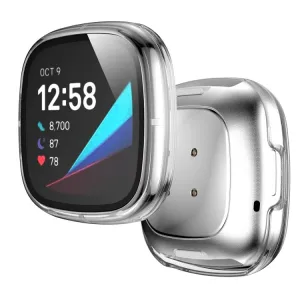 Plastový kryt s ochranným sklom pre Fitbit Versa 3 / Fitbit Sense priehľadný
