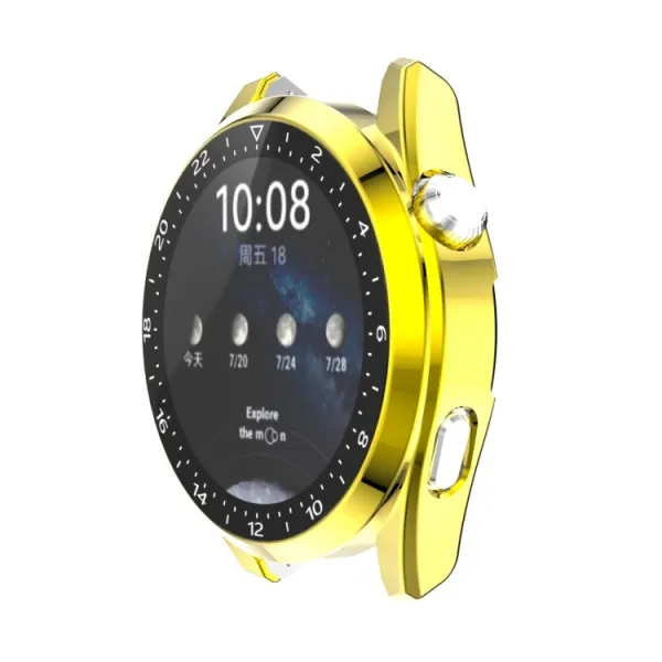 Plastový kryt s ochranným sklom pre Huawei Watch 3 Pro zlatý