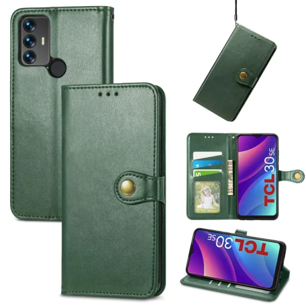LEATHER BUCKLE Peňaženkový obal TCL 30 SE / TCL 306 zelený