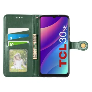 LEATHER BUCKLE Peňaženkový obal TCL 30 SE / TCL 306 zelený