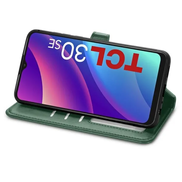 LEATHER BUCKLE Peňaženkový obal TCL 30 SE / TCL 306 zelený