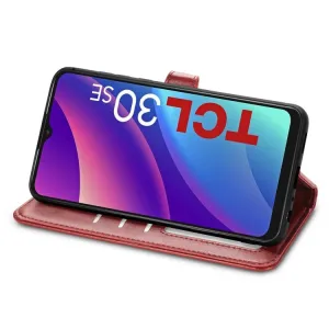 LEATHER BUCKLE Peňaženkový obal TCL 30 SE / TCL 306 červený