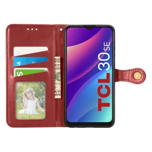 LEATHER BUCKLE Peňaženkový obal TCL 30 SE / TCL 306 červený