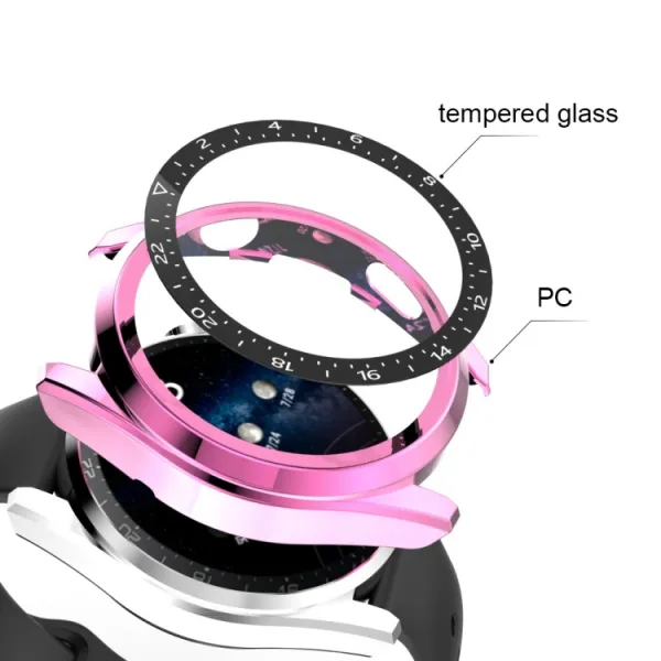 Plastový kryt s ochranným sklom pre Huawei Watch 3 Pro ružový