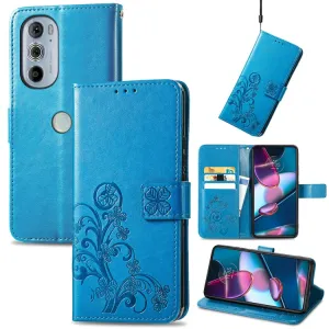 ART Peňaženkový kryt Motorola Edge 30 Pro FLOWERS modrý