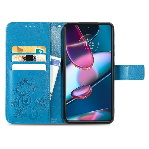 ART Peňaženkový kryt Motorola Edge 30 Pro FLOWERS modrý