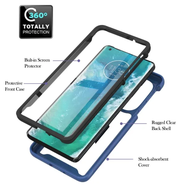 DUAL Obojstranný kryt s fóliou Motorola Edge 30 Pro modrý