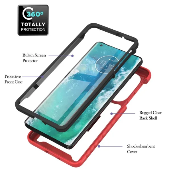 DUAL Obojstranný kryt s fóliou Motorola Edge 30 Pro červený