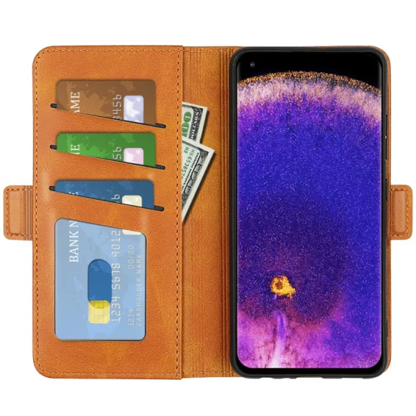 SIDE Peňaženkové puzdro Oppo Find X5 Pro svetlohnedé