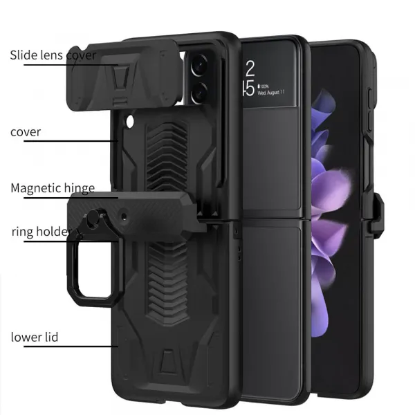 GKK CAMSHIELD Ochranný kryt pre Samsung Galaxy Z Flip 3 5G strieborný