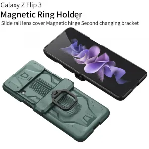 GKK CAMSHIELD Ochranný kryt pre Samsung Galaxy Z Flip 3 5G zelený