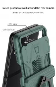 GKK CAMSHIELD Ochranný kryt pre Samsung Galaxy Z Flip 3 5G zelený