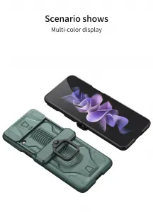 GKK CAMSHIELD Ochranný kryt pre Samsung Galaxy Z Flip 3 5G zelený