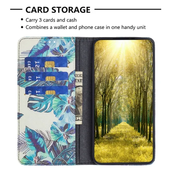 ART Peňaženkový kryt Xiaomi Redmi 10C BLUE LEAVES