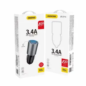 DUDAO R5s Nabíjačka do auta 2x USB 3.4A šedé