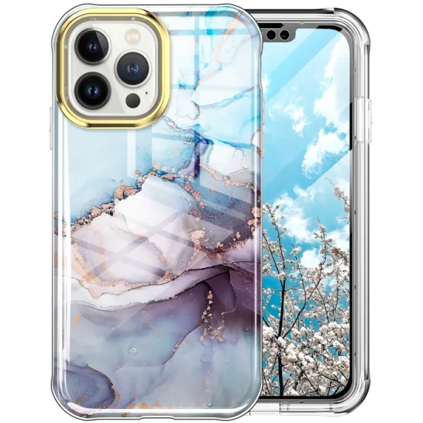 DUAL ART Odolný kryt pre Apple iPhone 13 Pro Max LIGHT BLUE MARBLE