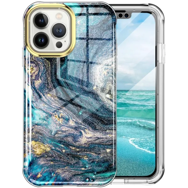DUAL ART Odolný kryt pre Apple iPhone 13 Pro Max DARK BLUE MARBLE