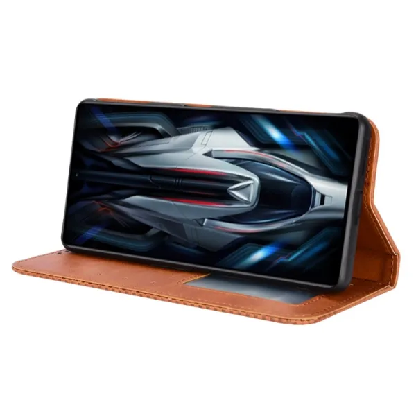 BUSINESS Peňaženkový kryt pre Xiaomi Poco F4 GT hnedý