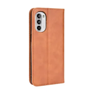 BUSINESS Peňaženkový kryt pre Motorola Moto G52 hnedý