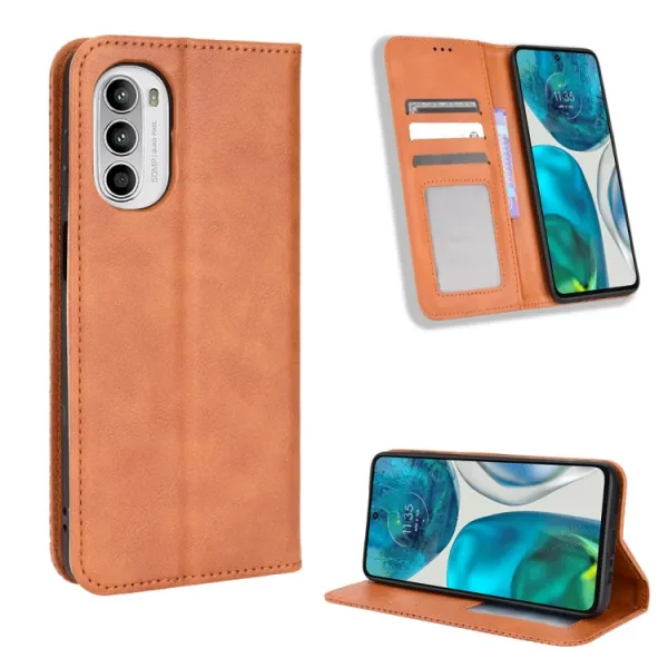 BUSINESS Peňaženkový kryt pre Motorola Moto G52 hnedý