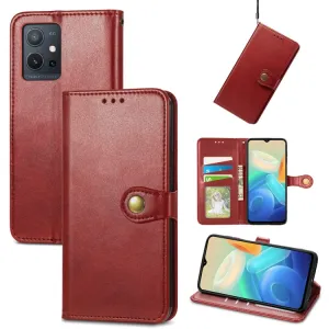 LEATHER BUCKLE Peňaženkový obal Vivo Y55 5G červený