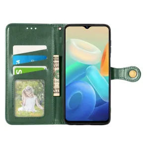 LEATHER BUCKLE Peňaženkový obal Vivo Y55 5G zelený
