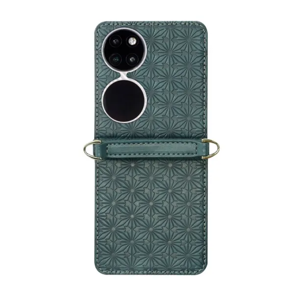EMBOSSED Kryt s remienkom Huawei P50 Pocket tmavozelený