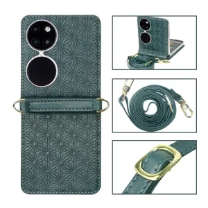EMBOSSED Kryt s remienkom Huawei P50 Pocket tmavozelený
