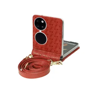 EMBOSSED Kryt s remienkom Huawei P50 Pocket červený