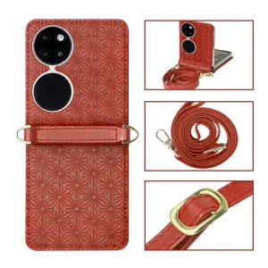 EMBOSSED Kryt s remienkom Huawei P50 Pocket červený