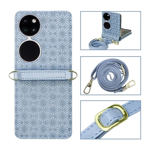 EMBOSSED Kryt s remienkom Huawei P50 Pocket modrý